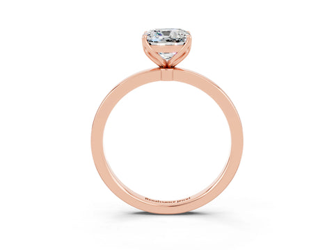 Rose gold Cushion Cut Solitaire Diamond Ring with Thin Band and Four-Prong Setting_3