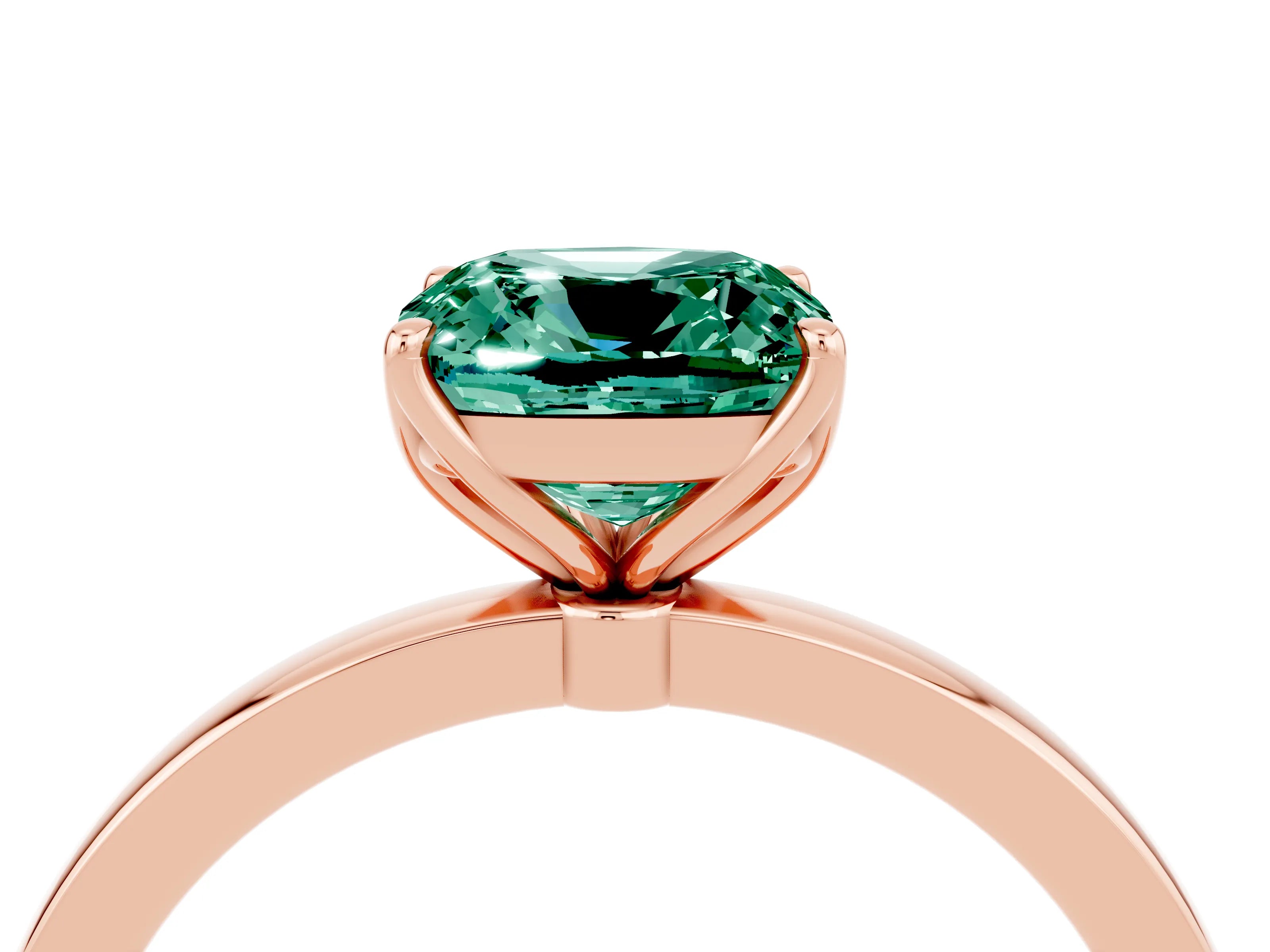 Rose gold Cushion Cut Solitaire Diamond Ring with Thin Band and Four-Prong Setting_4