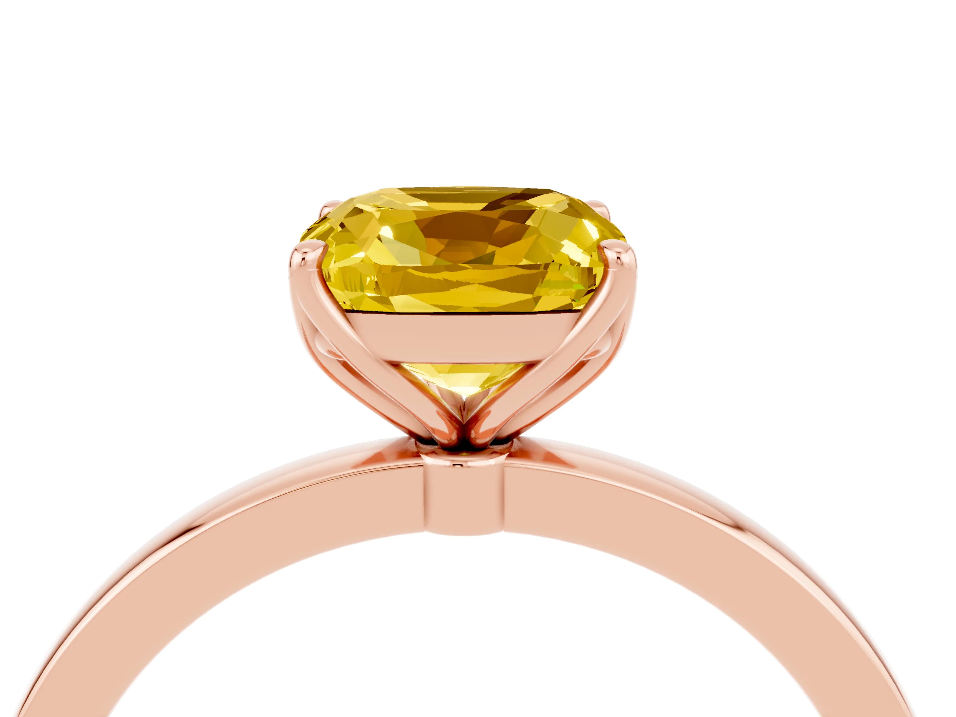 Rose gold Cushion Cut Solitaire Diamond Ring with Thin Band and Four-Prong Setting_4