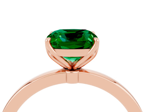 Rose gold Cushion Cut Solitaire Diamond Ring with Thin Band and Four-Prong Setting_4