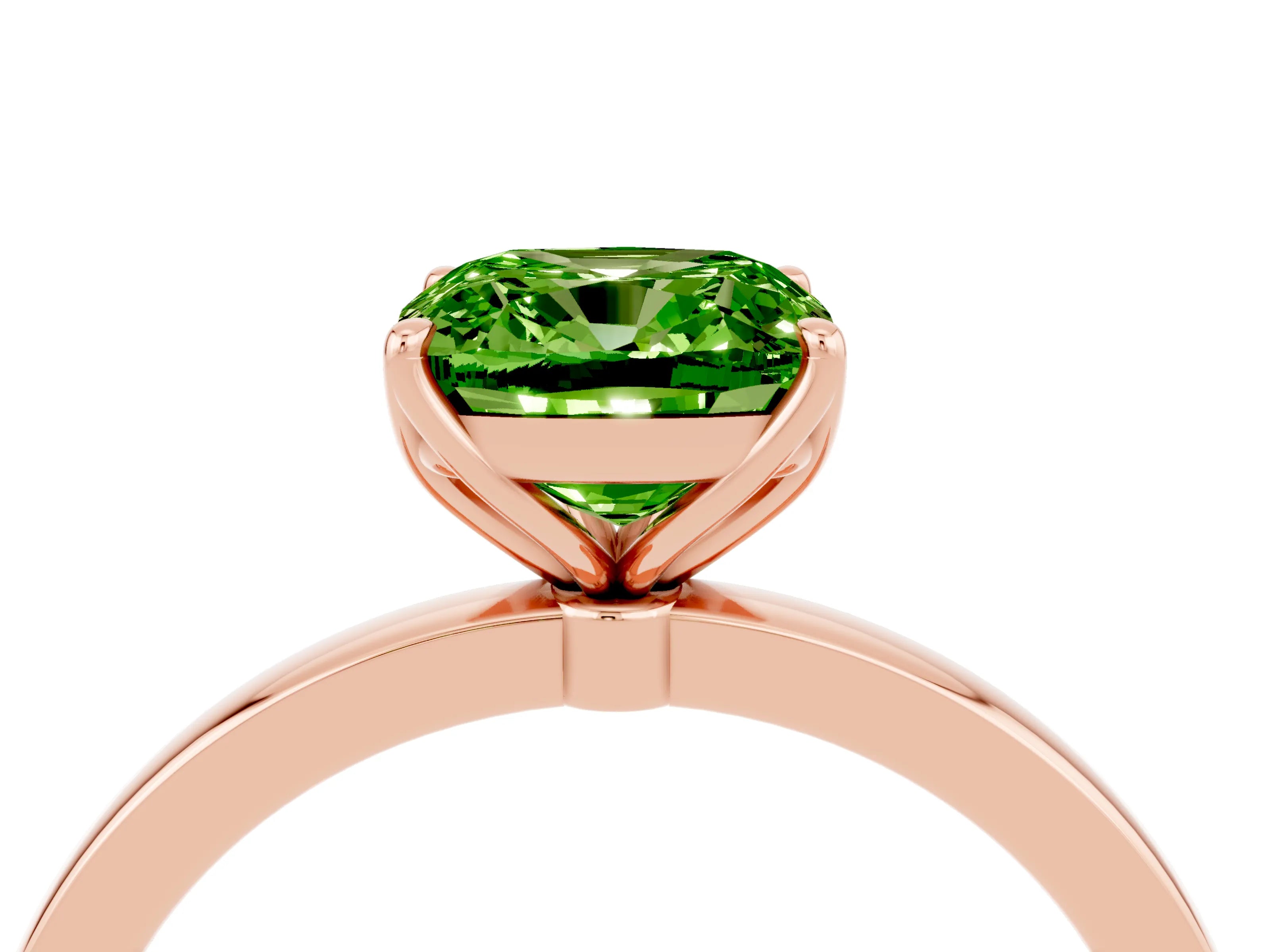 Rose gold Cushion Cut Solitaire Diamond Ring with Thin Band and Four-Prong Setting_4