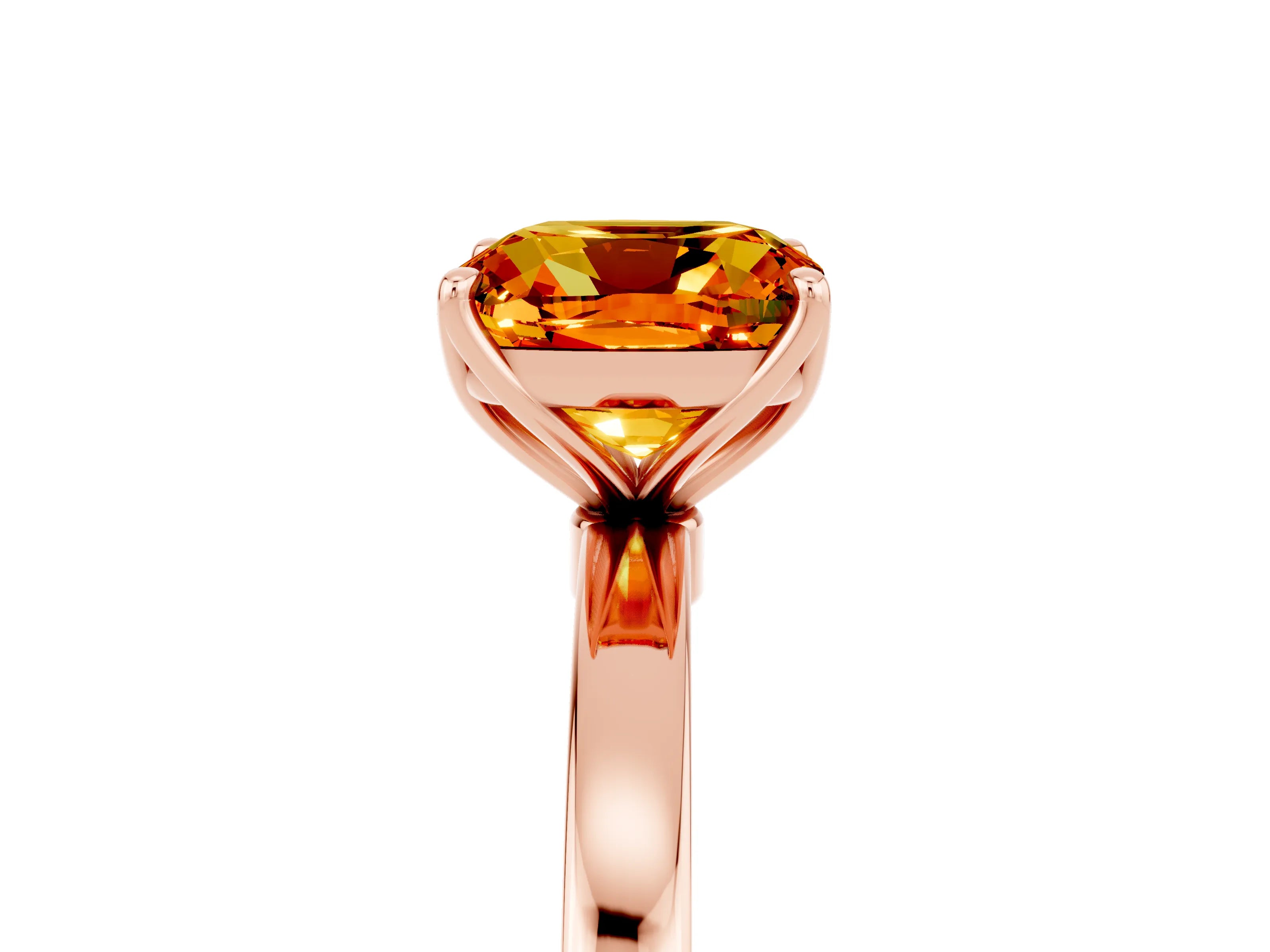 Rose gold Cushion Cut Solitaire Diamond Ring with Thin Band and Four-Prong Setting_5