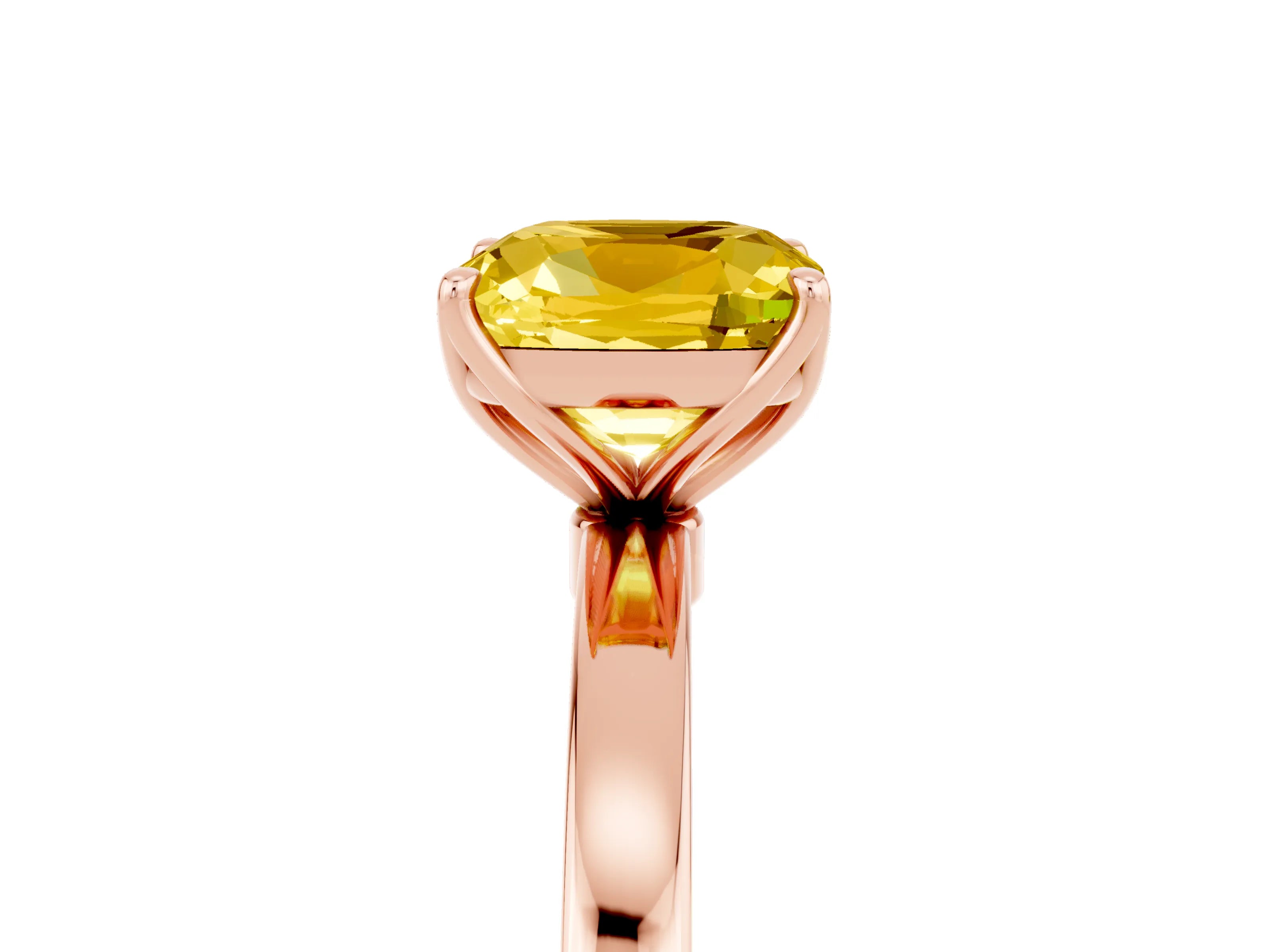 Rose gold Cushion Cut Solitaire Diamond Ring with Thin Band and Four-Prong Setting_5