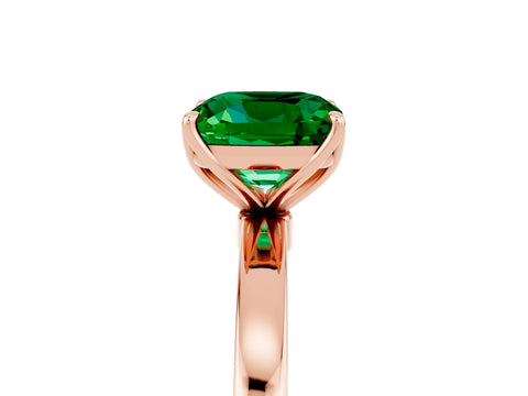 Rose gold Cushion Cut Solitaire Diamond Ring with Thin Band and Four-Prong Setting_5