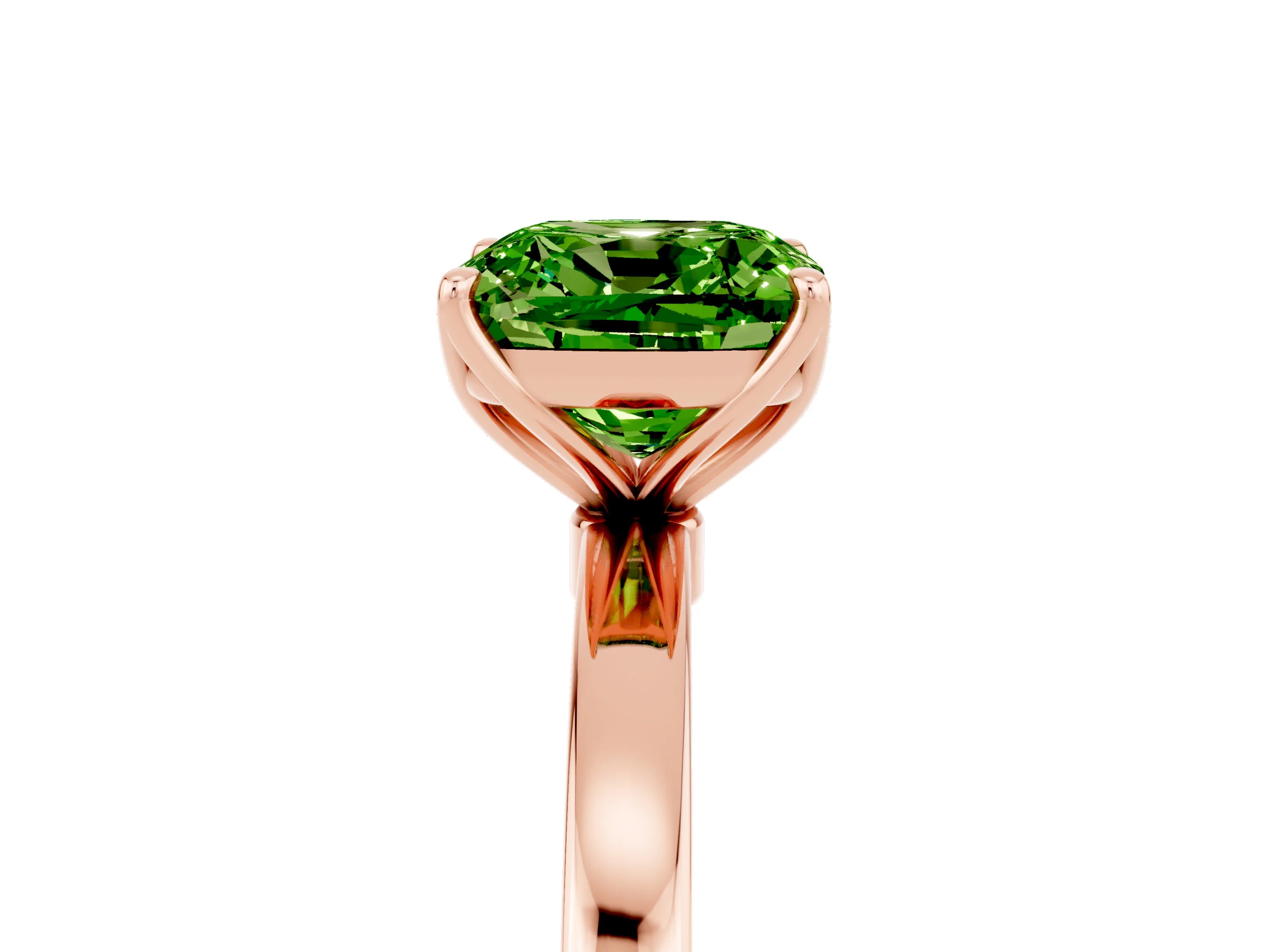 Rose gold Cushion Cut Solitaire Diamond Ring with Thin Band and Four-Prong Setting_5