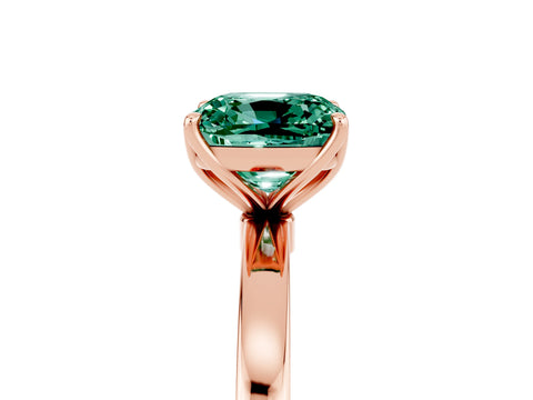 Rose gold Cushion Cut Solitaire Diamond Ring with Thin Band and Four-Prong Setting_5