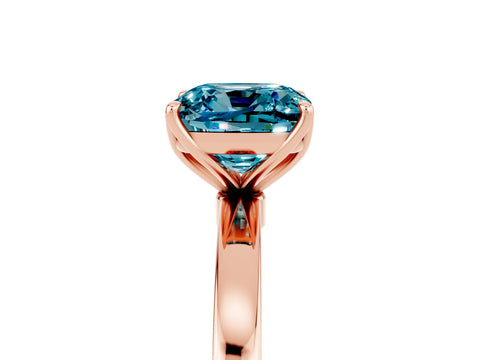 Rose gold Cushion Cut Solitaire Diamond Ring with Thin Band and Four-Prong Setting_5