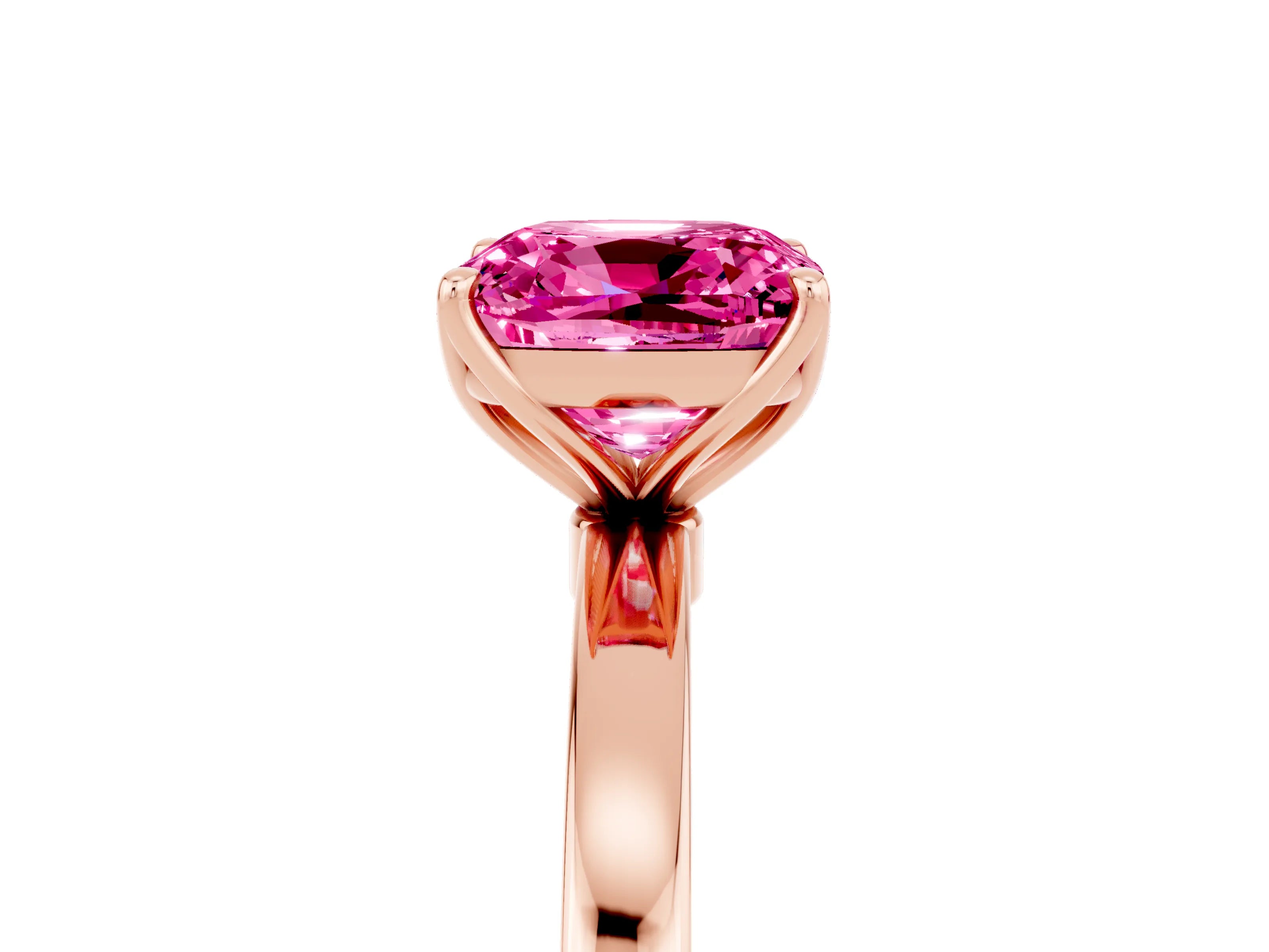 Rose gold Cushion Cut Solitaire Diamond Ring with Thin Band and Four-Prong Setting_5