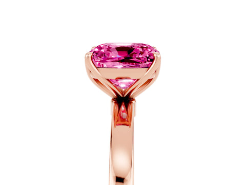 Rose gold Cushion Cut Solitaire Diamond Ring with Thin Band and Four-Prong Setting_5