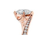 Rose gold Cushion Cut Solitaire Diamond Twist Band with Pavé Setting and Four-Prong Setting_8