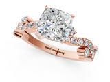 Rose gold Cushion Cut Solitaire Diamond Twisted Band with Pave Setting_50