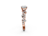 Rose gold Cushion Cut Solitaire Diamond Twisted Band with Pave Setting_51