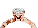 Rose gold Cushion Cut Solitaire Diamond Twisted Band with Pave Setting_53