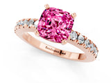 Rose gold Cushion Cut Solitaire Diamond with Pavé Band and Four-Prong Setting_1