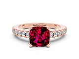 Rose gold Cushion Cut Solitaire Diamond with Pavé Band and Four-Prong Setting_12