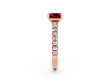 Rose gold Cushion Cut Solitaire Diamond with Pavé Band and Four-Prong Setting_14