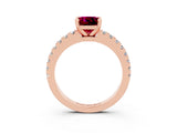 Rose gold Cushion Cut Solitaire Diamond with Pavé Band and Four-Prong Setting_15