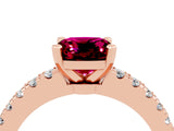 Rose gold Cushion Cut Solitaire Diamond with Pavé Band and Four-Prong Setting_16