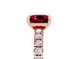 Rose gold Cushion Cut Solitaire Diamond with Pavé Band and Four-Prong Setting_17