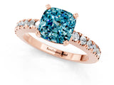 Rose gold Cushion Cut Solitaire Diamond with Pavé Band and Four-Prong Setting_1