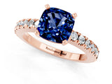 Rose gold Cushion Cut Solitaire Diamond with Pavé Band and Four-Prong Setting_1