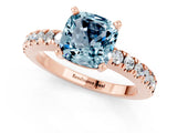 Rose gold Cushion Cut Solitaire Diamond with Pavé Band and Four-Prong Setting_1
