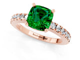 Rose gold Cushion Cut Solitaire Diamond with Pavé Band and Four-Prong Setting_1