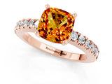 Rose gold Cushion Cut Solitaire Diamond with Pavé Band and Four-Prong Setting_1