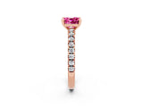 Rose gold Cushion Cut Solitaire Diamond with Pavé Band and Four-Prong Setting_2
