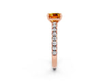 Rose gold Cushion Cut Solitaire Diamond with Pavé Band and Four-Prong Setting_2