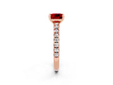 Rose gold Cushion Cut Solitaire Diamond with Pavé Band and Four-Prong Setting_2