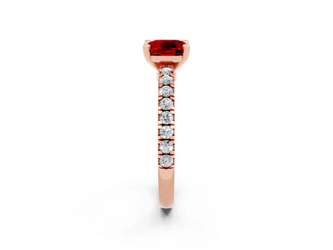 Rose gold Cushion Cut Solitaire Diamond with Pavé Band and Four-Prong Setting_2