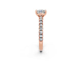 Rose gold Cushion Cut Solitaire Diamond with Pavé Band and Four-Prong Setting_2