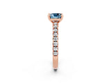 Rose gold Cushion Cut Solitaire Diamond with Pavé Band and Four-Prong Setting_2