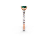 Rose gold Cushion Cut Solitaire Diamond with Pavé Band and Four-Prong Setting_2