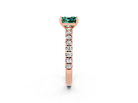 Rose gold Cushion Cut Solitaire Diamond with Pavé Band and Four-Prong Setting_2