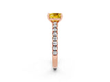 Rose gold Cushion Cut Solitaire Diamond with Pavé Band and Four-Prong Setting_2