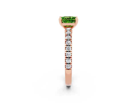 Rose gold Cushion Cut Solitaire Diamond with Pavé Band and Four-Prong Setting_2