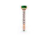 Rose gold Cushion Cut Solitaire Diamond with Pavé Band and Four-Prong Setting_2
