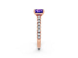 Rose gold Cushion Cut Solitaire Diamond with Pavé Band and Four-Prong Setting_2