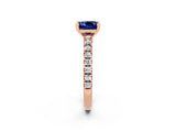 Rose gold Cushion Cut Solitaire Diamond with Pavé Band and Four-Prong Setting_2