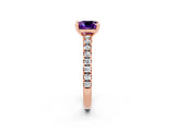 Rose gold Cushion Cut Solitaire Diamond with Pavé Band and Four-Prong Setting_2