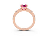 Rose gold Cushion Cut Solitaire Diamond with Pavé Band and Four-Prong Setting_3
