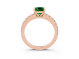 Rose gold Cushion Cut Solitaire Diamond with Pavé Band and Four-Prong Setting_3
