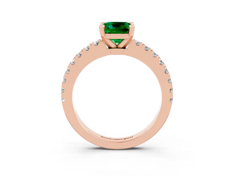 Rose gold Cushion Cut Solitaire Diamond with Pavé Band and Four-Prong Setting_3