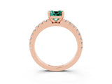 Rose gold Cushion Cut Solitaire Diamond with Pavé Band and Four-Prong Setting_3