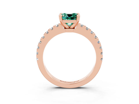 Rose gold Cushion Cut Solitaire Diamond with Pavé Band and Four-Prong Setting_3