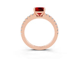 Rose gold Cushion Cut Solitaire Diamond with Pavé Band and Four-Prong Setting_3