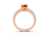Rose gold Cushion Cut Solitaire Diamond with Pavé Band and Four-Prong Setting_3