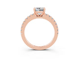 Rose gold Cushion Cut Solitaire Diamond with Pavé Band and Four-Prong Setting_3